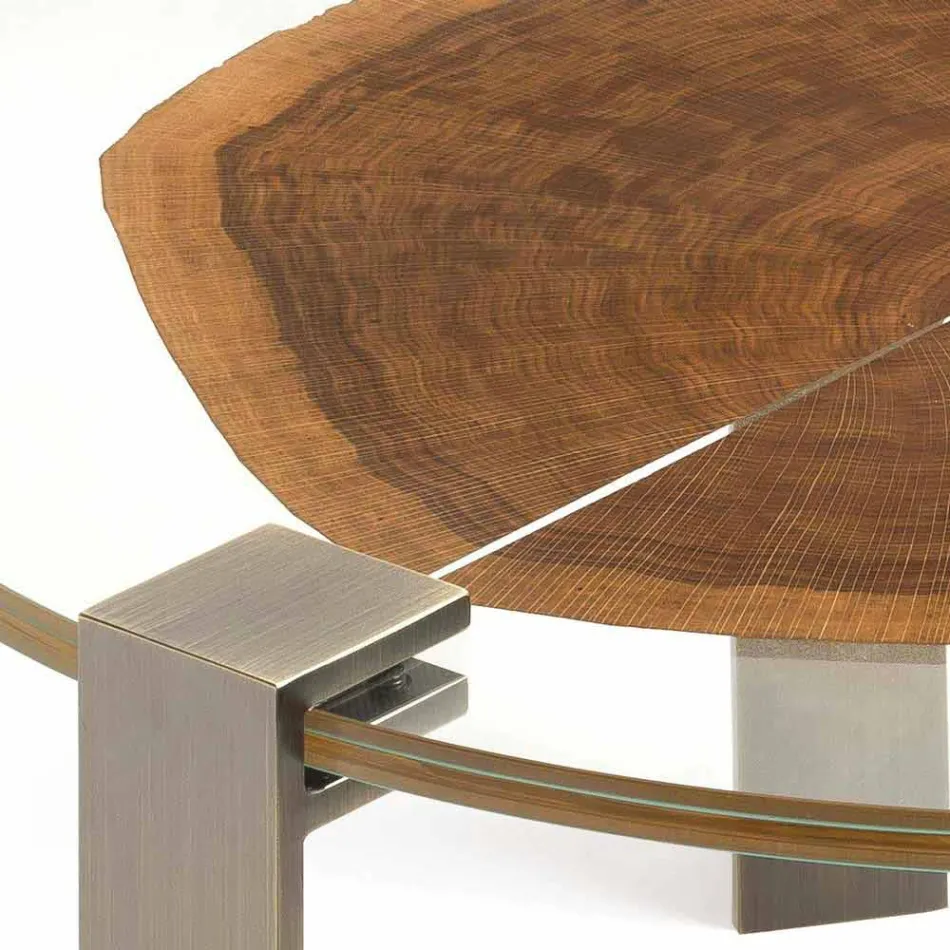 Table basse en bois et acier avec pieds en métal Made in Italy - Damascus Viadurini