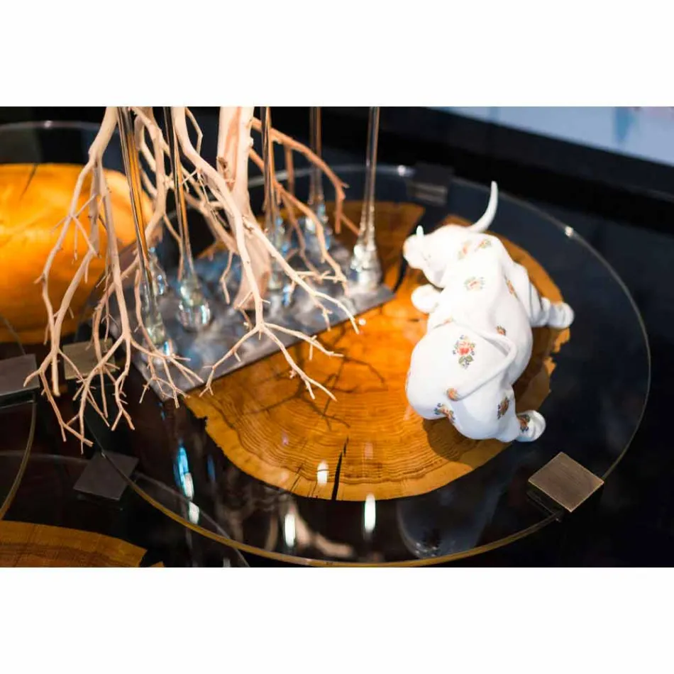 Table basse en bois et acier avec pieds en métal Made in Italy - Damascus Viadurini