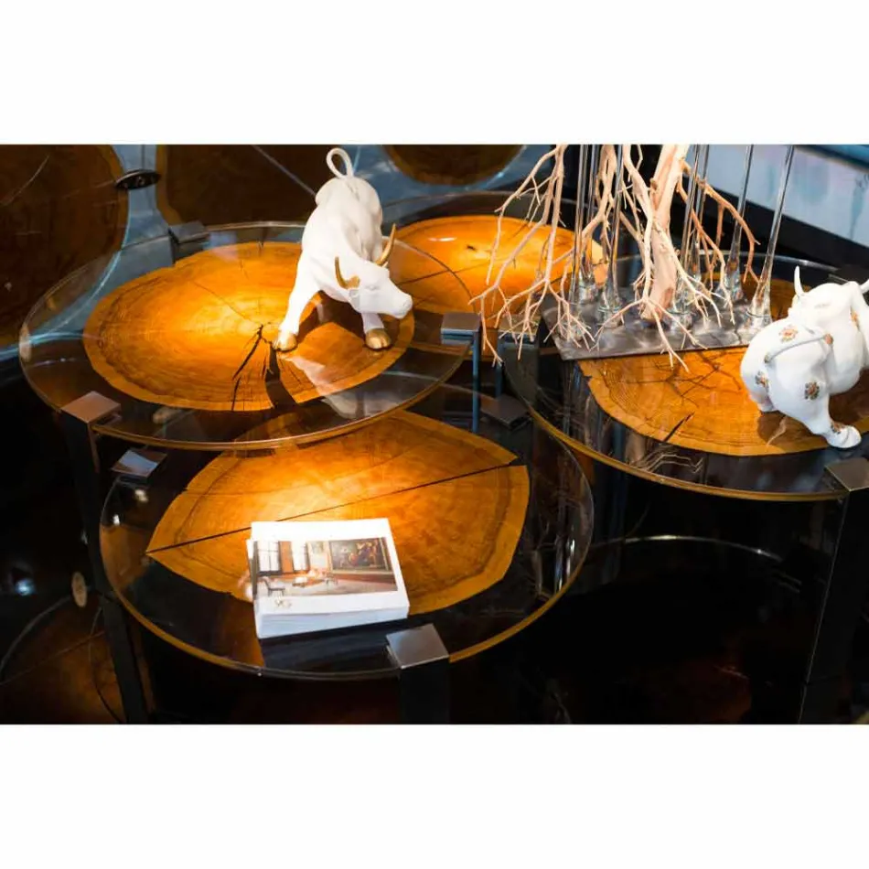 Table basse en bois et acier avec pieds en métal Made in Italy - Damascus Viadurini