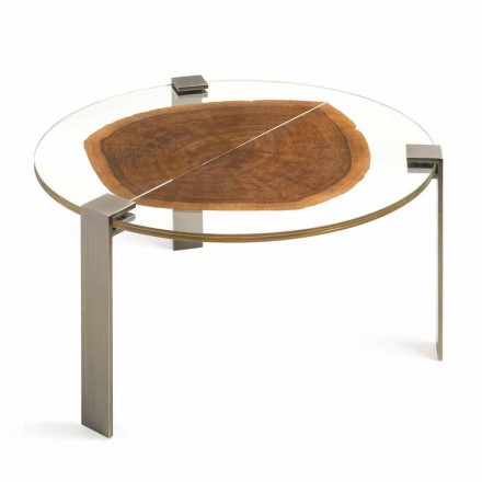 Table basse en bois et acier avec pieds en métal Made in Italy - Damascus Viadurini