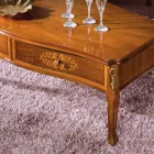 Table basse en bois marqueté avec 2 tiroirs Made in Italy - Katerine Viadurini