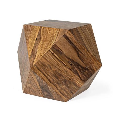 Table basse en bois de Sheesham Design Polygonal Homemotion - Torrice Viadurini