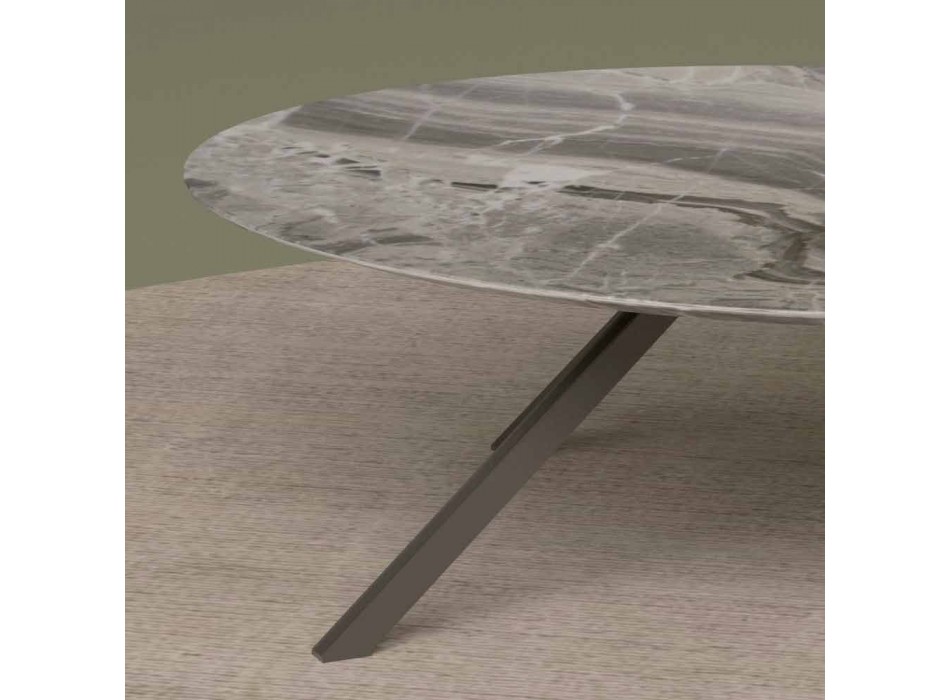 Table basse en marbre Orobico ou Calacatta et métal Made in Italy - Sirena Viadurini