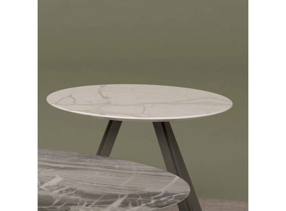 Table basse en marbre Orobico ou Calacatta et métal Made in Italy - Sirena Viadurini