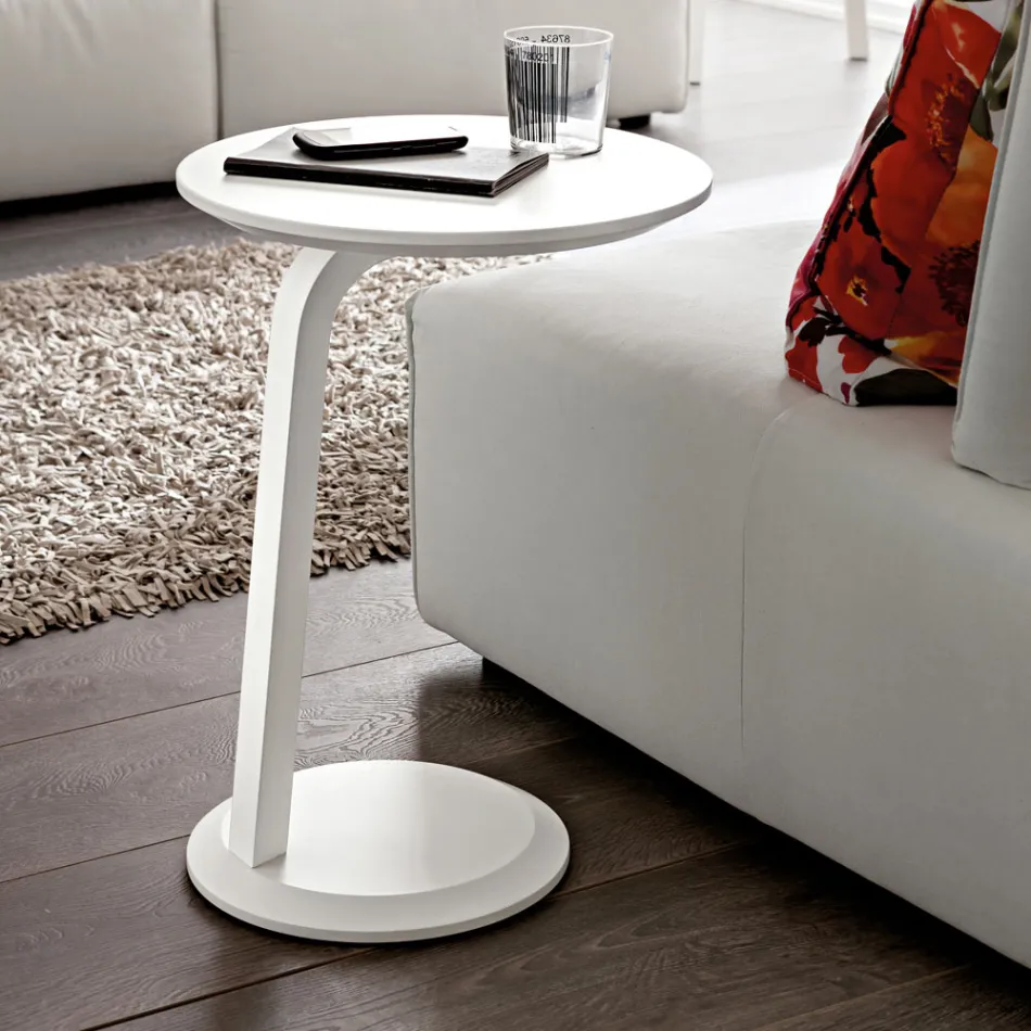 Table basse en MDF laqué avec cadre en bois massif fabriqué en Italie - Tobiko Viadurini