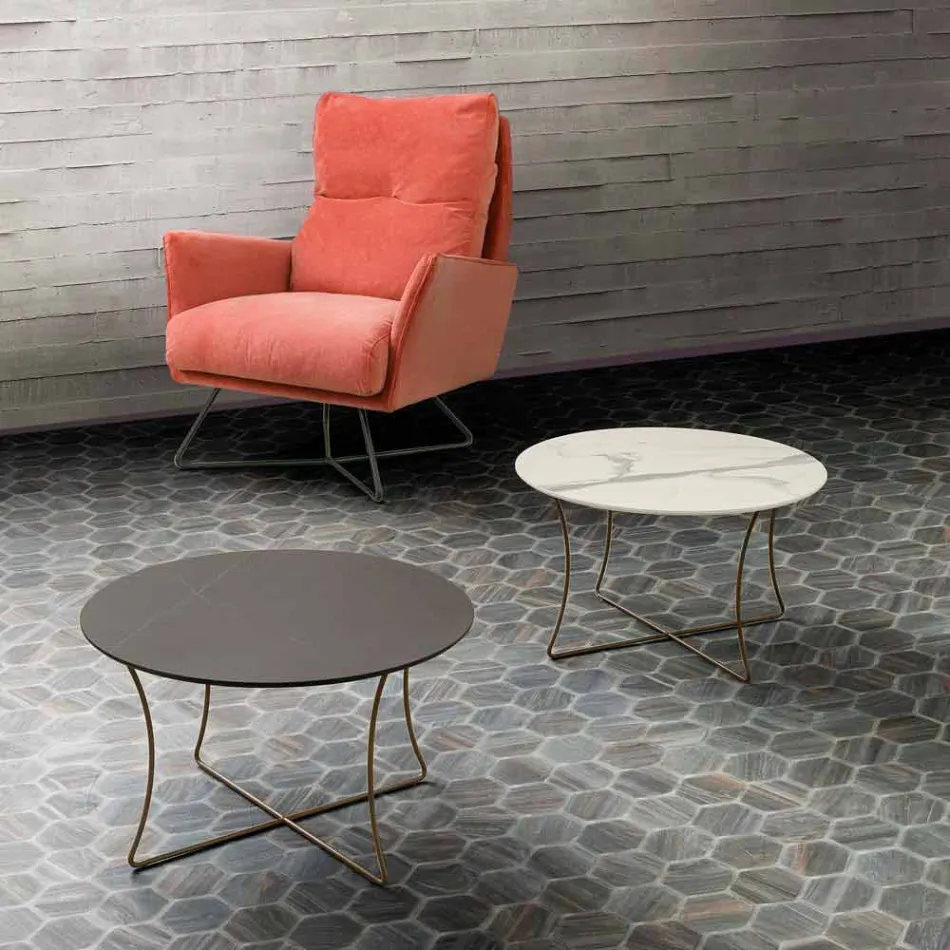 Table basse en métal peint avec plateau en Hpl Made in Italy - Numbo Viadurini