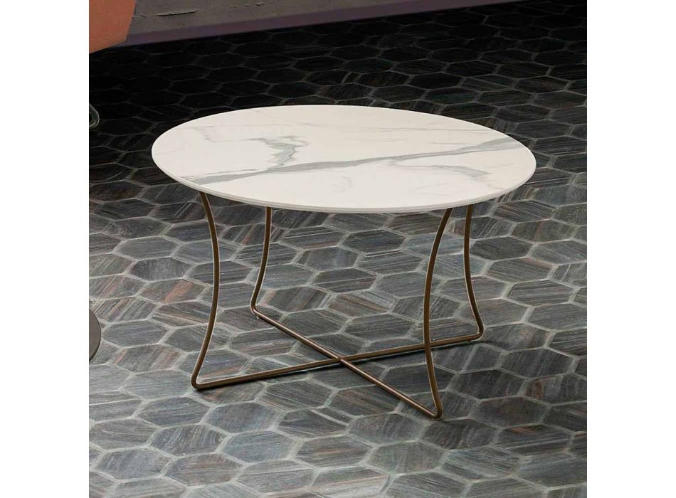 Table basse en métal peint avec plateau en Hpl Made in Italy - Numbo Viadurini