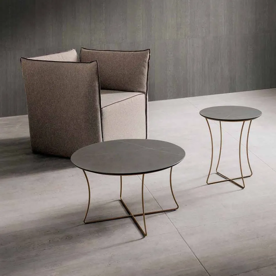 Table basse en métal peint avec plateau en Hpl Made in Italy - Numbo Viadurini