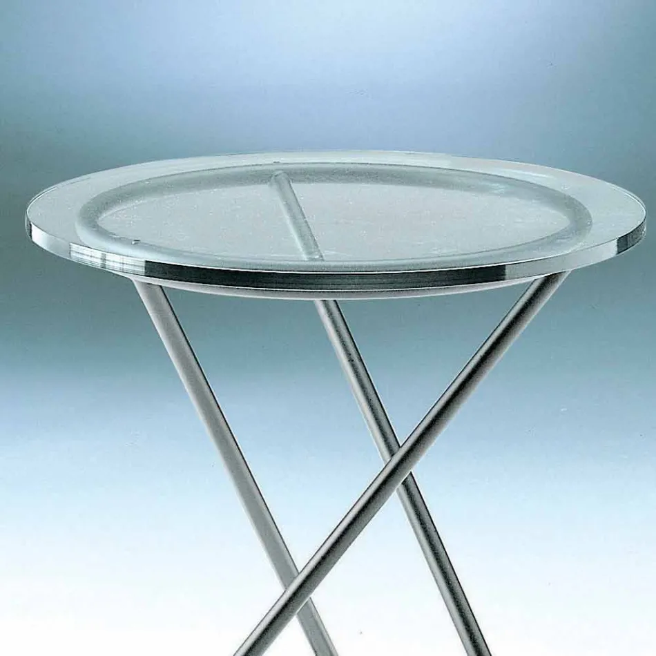 Table basse en verre trempé avec base en acier fabriquée en Italie - Pegaso Viadurini
