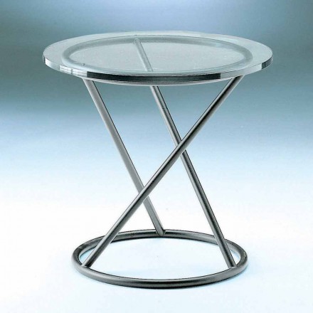 Table basse en verre trempé avec base en acier fabriquée en Italie - Pegaso Viadurini