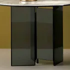 Table basse d'appoint de canapé en verre fumé et plateau rond en céramique - Aléatoire Viadurini