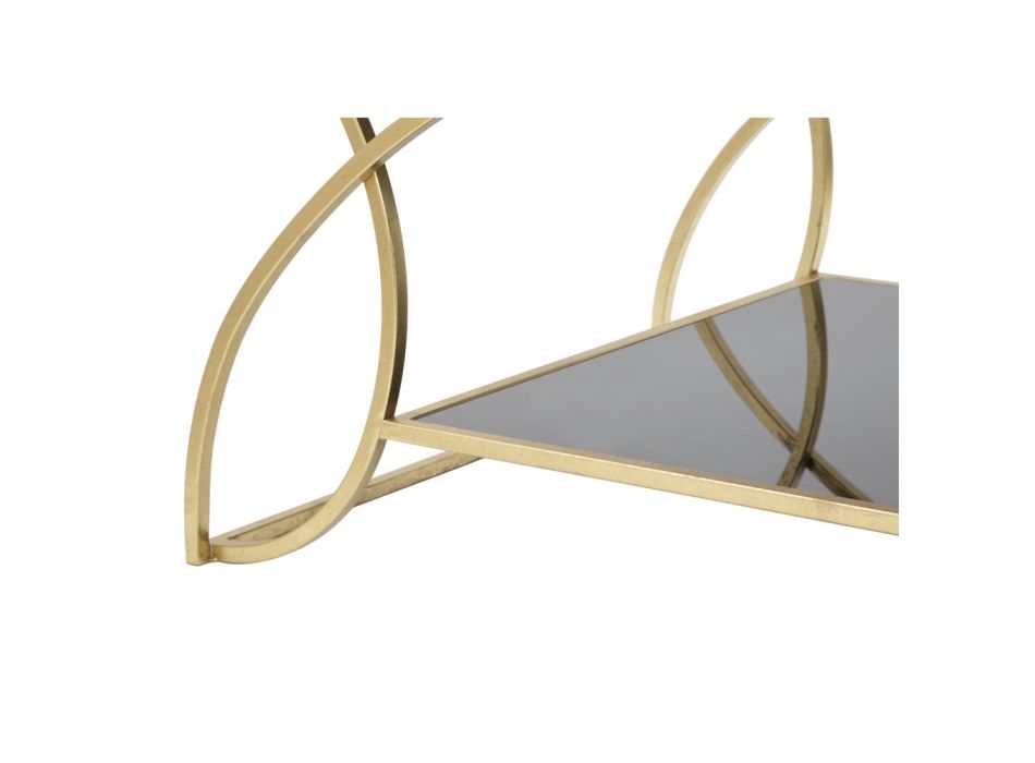 Table basse rectangulaire dorée en fer avec plateau en verre - Symbol Viadurini