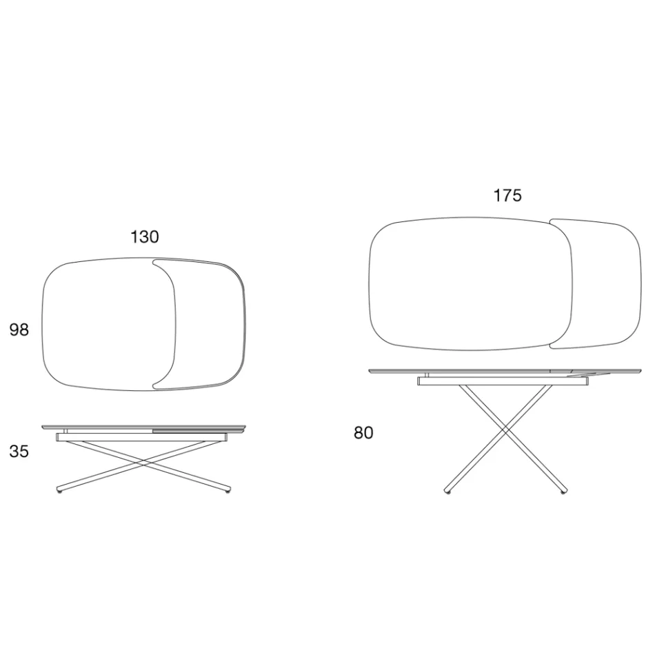Table Basse Convertible Extensible en Métal et Céramique - Gioacco Viadurini
