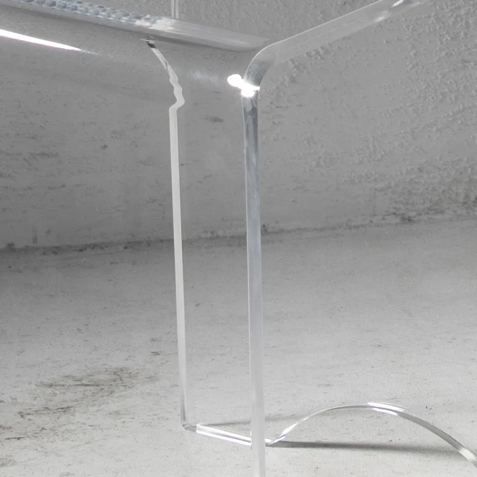 Table Basse Tabouret Cristal Transparent Acrylique Minimal Italien - Plarco Viadurini