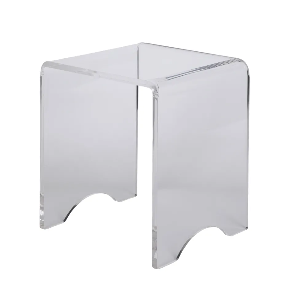 Table Basse Tabouret Cristal Transparent Acrylique Minimal Italien - Plarco Viadurini