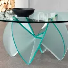 Table basse de salon avec fleur en verre transparent et base acide 3 tailles - Fiorella Viadurini