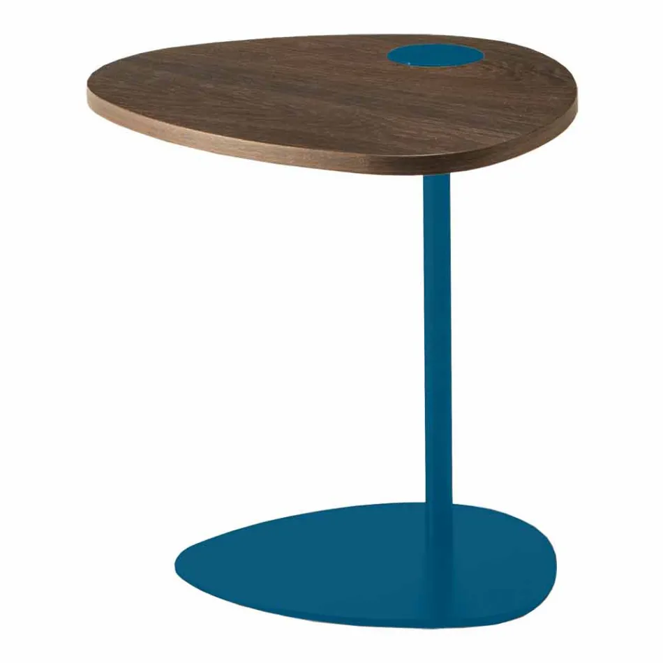 Table basse de salon en métal et plateau en bois, design de luxe - Yassine Viadurini