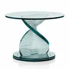 Table Basse de Salon en Verre Spiral Transparent et Piètement Rotatif - Spirulo Viadurini