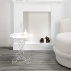 Table basse ronde blanche, diamètre 50cm, design moderne Janis, fabriquée en Italie Viadurini