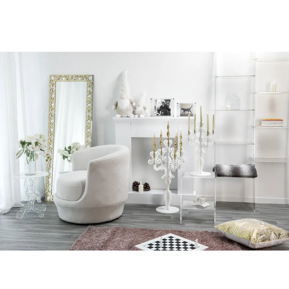 Table basse ronde blanche, diamètre 50cm, design moderne Janis, fabriquée en Italie Viadurini