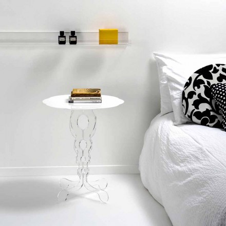 table ronde blanc diamètre 50cm design moderne Janis, fabriqué en Italie Viadurini