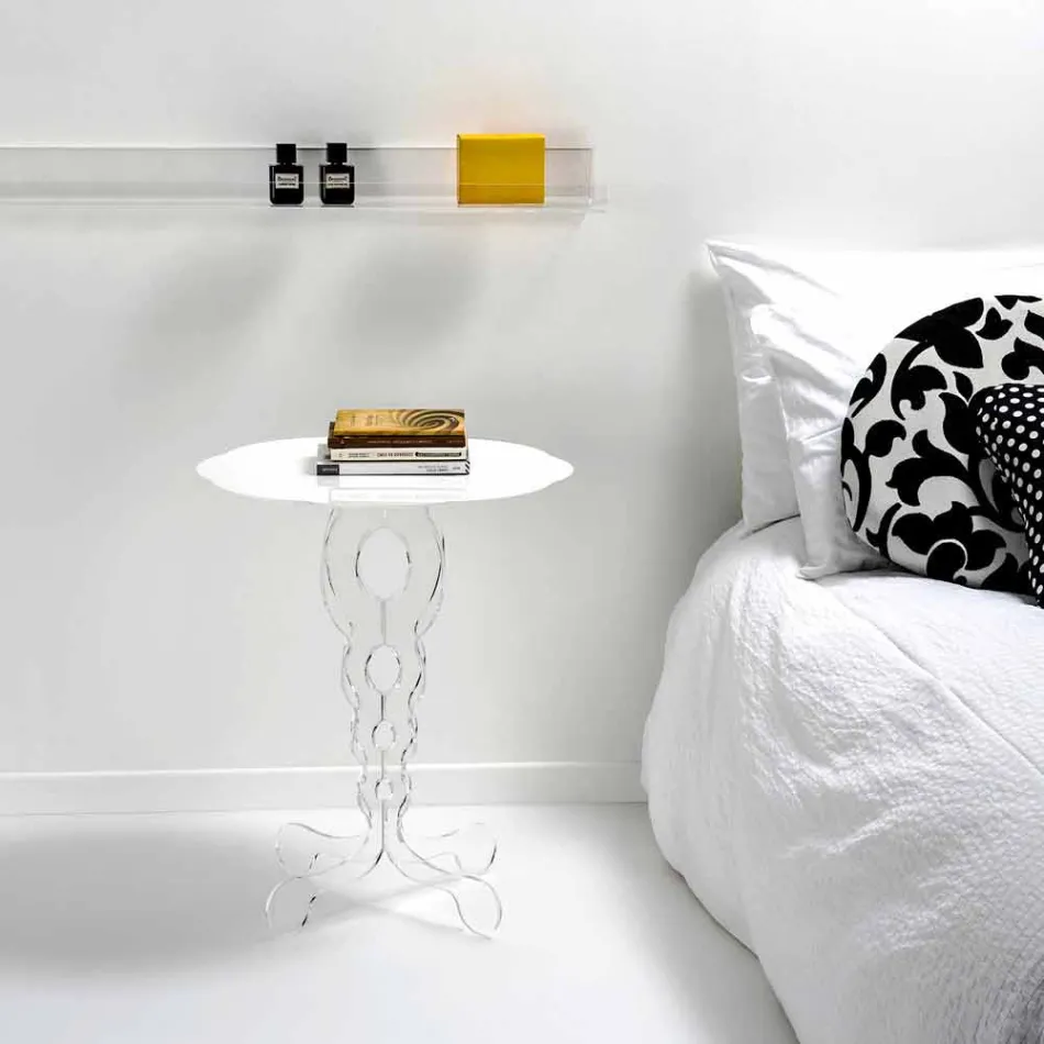 table ronde blanc diamètre 50cm design moderne Janis, fabriqué en Italie Viadurini