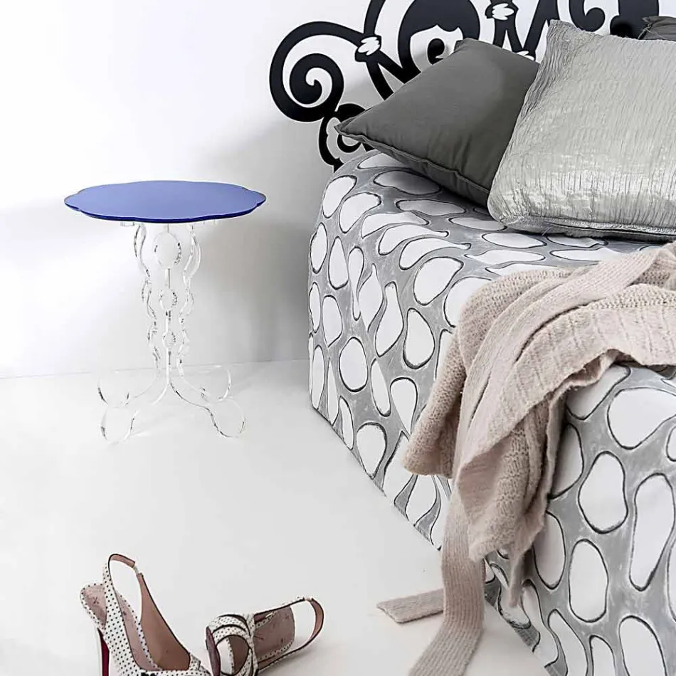 Bleu diamètre de 36 cm table ronde design moderne Janis, fabriqué en Italie Viadurini