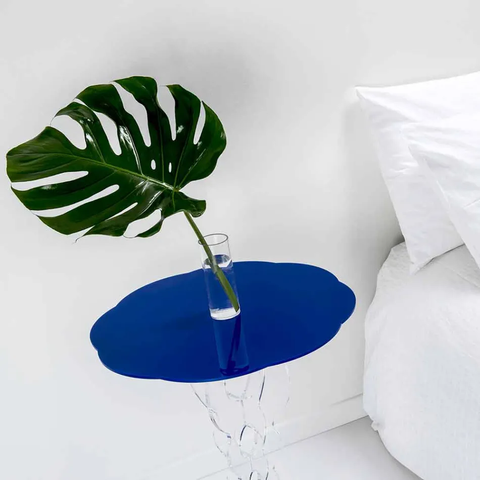 Bleu diamètre de 50 cm table ronde design moderne Janis, fabriqué en Italie Viadurini