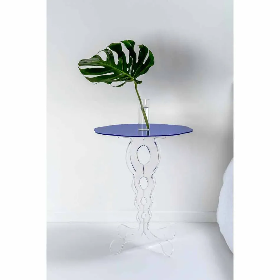 Bleu diamètre de 50 cm table ronde design moderne Janis, fabriqué en Italie Viadurini