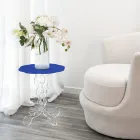 Table basse ronde bleue diamètre 50 cm Janis design moderne, fabriquée en Italie Viadurini