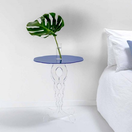 Bleu diamètre de 50 cm table ronde design moderne Janis, fabriqué en Italie Viadurini