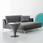 Table Basse Ronde Forme Bateau en Métal et Verre Dépoli - Embarquement Viadurini