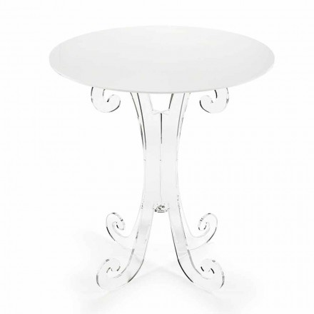 Table basse ronde en plexiglas transparent et blanc ou avec bois - Stilio Viadurini
