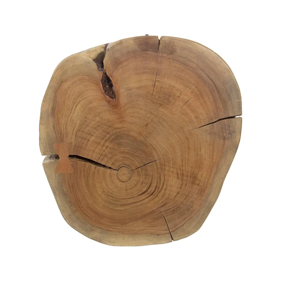 Table basse ronde en tronc de bois et acier Homemotion - Tancredi Viadurini