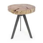 Table basse ronde en tronc de bois et acier Homemotion - Tancredi Viadurini