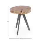 Table basse ronde en tronc de bois et acier Homemotion - Tancredi Viadurini