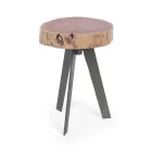 Table basse ronde en tronc de bois et acier Homemotion - Tancredi Viadurini