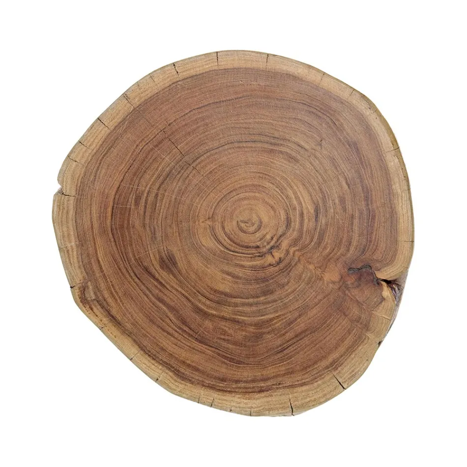 Table basse ronde en tronc de bois et acier Homemotion - Tancredi Viadurini