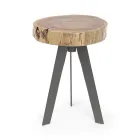 Table basse ronde en tronc de bois et acier Homemotion - Tancredi Viadurini