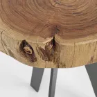 Table basse ronde en tronc de bois et acier Homemotion - Tancredi Viadurini