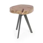 Table basse ronde en tronc de bois et acier Homemotion - Tancredi Viadurini