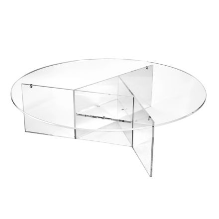 Table basse ronde de salon en plexiglas transparent - Dazeglio Viadurini