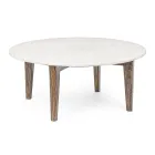 Table basse ronde de salon en marbre et bois de manguier - Desiderio Viadurini