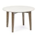 Table basse ronde de salon en marbre et bois de manguier - Desiderio