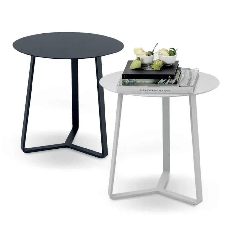 Table basse d'extérieur ronde en aluminium enduit de poudre époxy - Mitch Viadurini