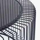 Table Basse Ronde en Acier Peint et Verre Trempé - Apuleio Viadurini