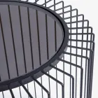 Table Basse Ronde en Acier Peint et Verre Trempé - Apuleio Viadurini