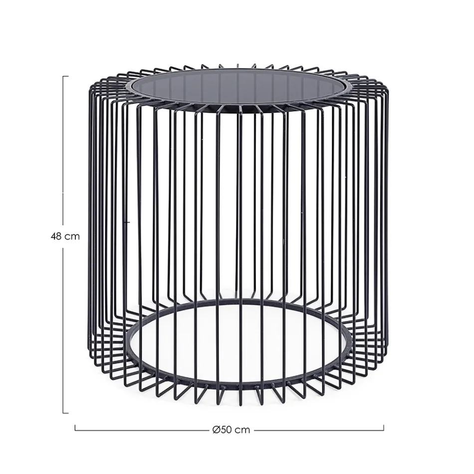 Table Basse Ronde en Acier Peint et Verre Trempé - Apuleio Viadurini