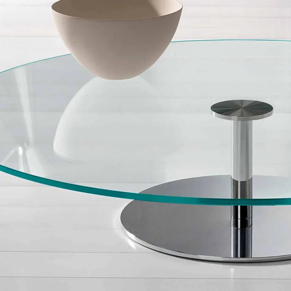 Table basse ronde en verre extra-clair - Giovannino Viadurini