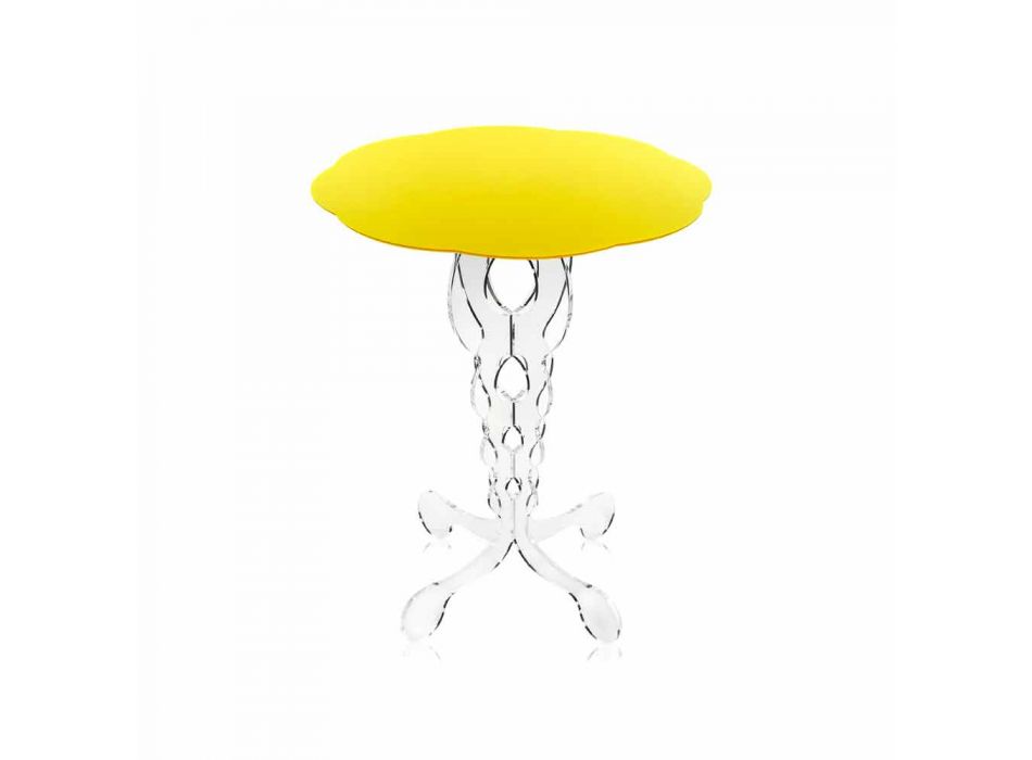 Table basse ronde design moderne jaune 50cm de diamètre Janis, fabriqué en Italie Viadurini